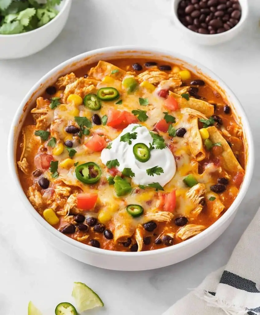 Slow Cooker Chicken Enchilada Casserole Recipe