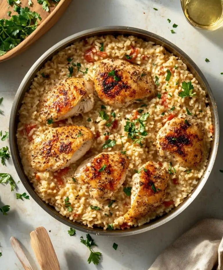 One-pan Creamy Parmesan Chicken & Rice [40 Minutes] Recipe