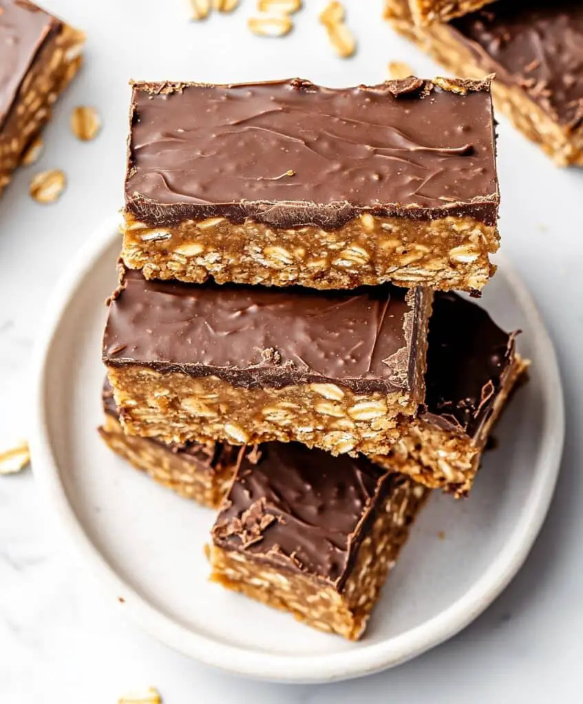 No Bake Chocolate Peanut Butter Oatmeal Bars Recipe