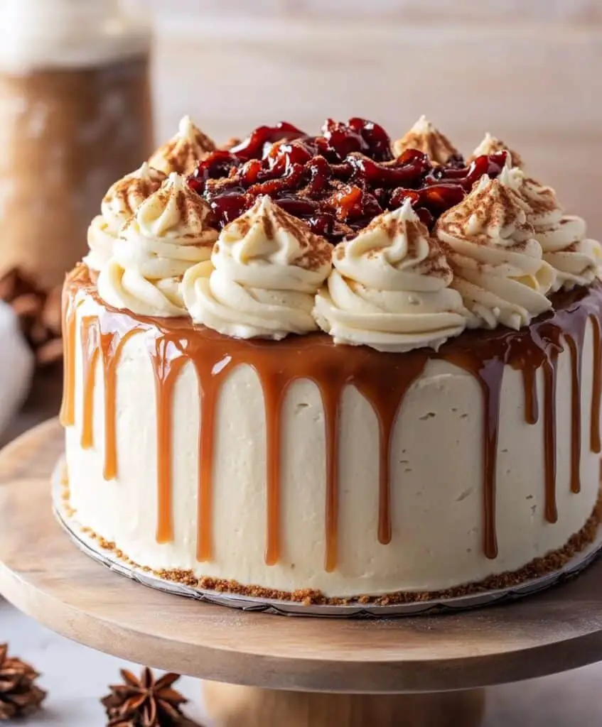 Gingerbread Cake With Cinnamon Cream Cheese Frosting And Caramel Drizzle Recipe
