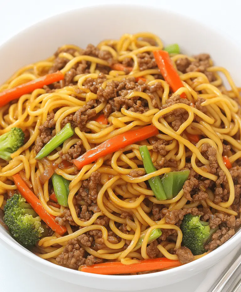 Mongolian Ground Beef Noodles Recipe