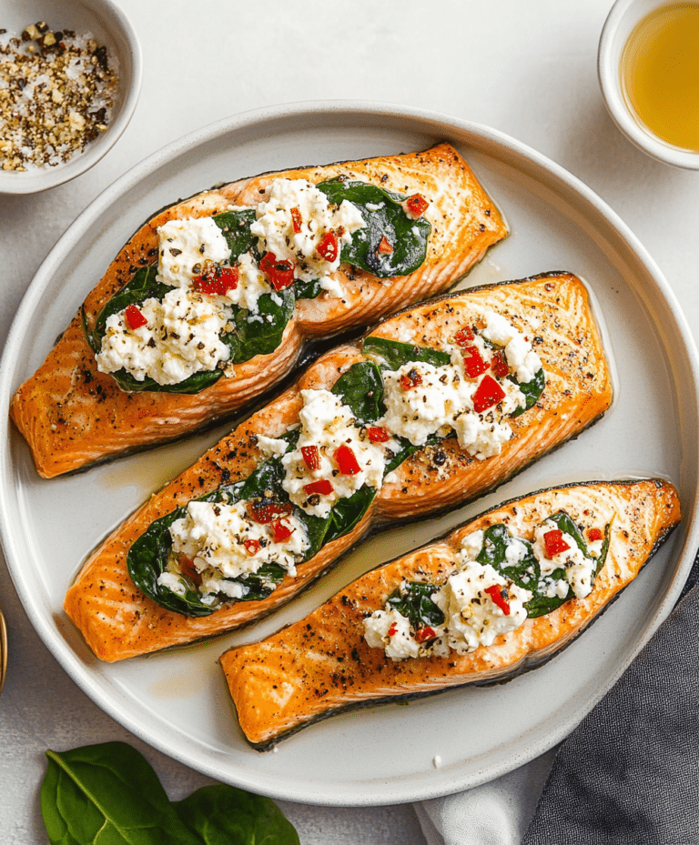 Stuffed Salmon With Spinach & Feta Recipe