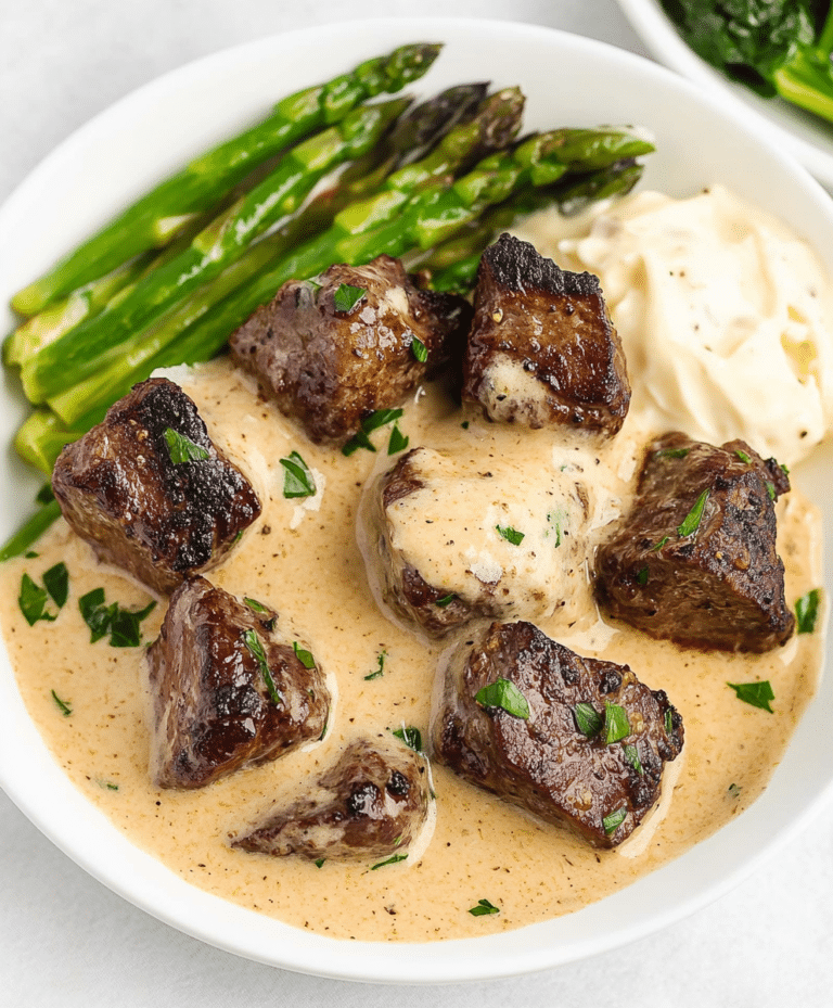 Garlic Butter Steak Bites With Parmesan Cream Sauce Recipe