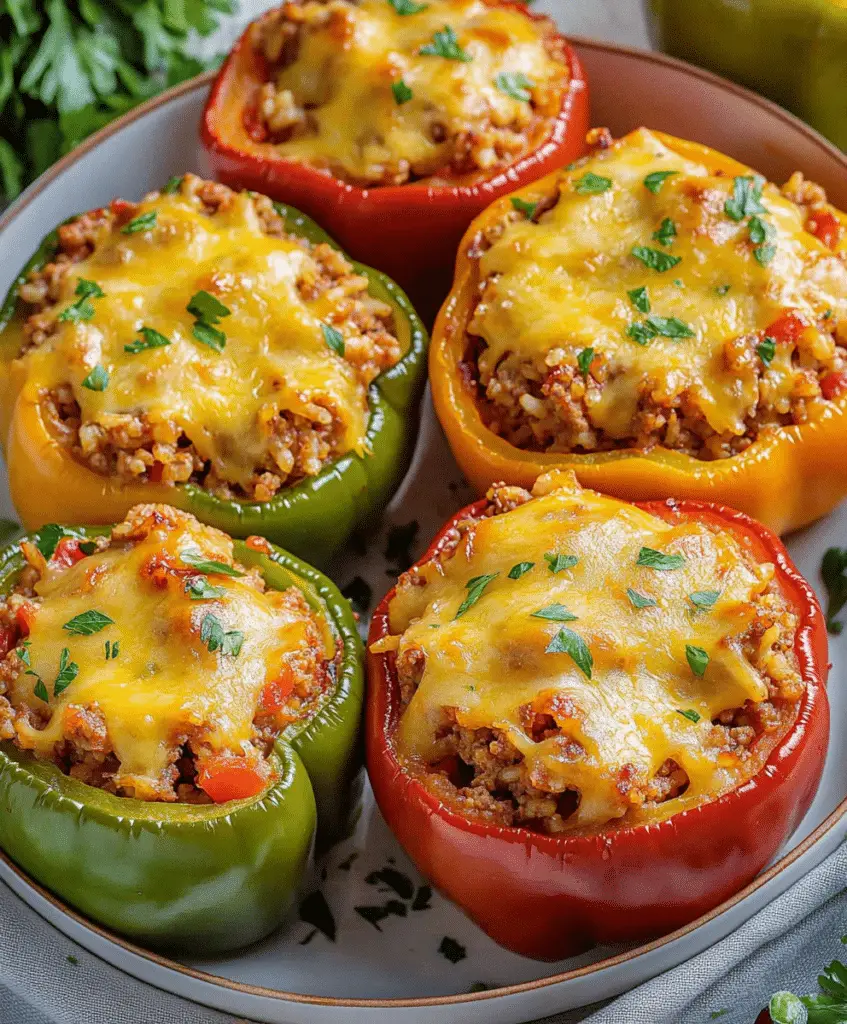 Easy Stuffed Bell Peppers With Ground Beef And Brown Rice Recipe