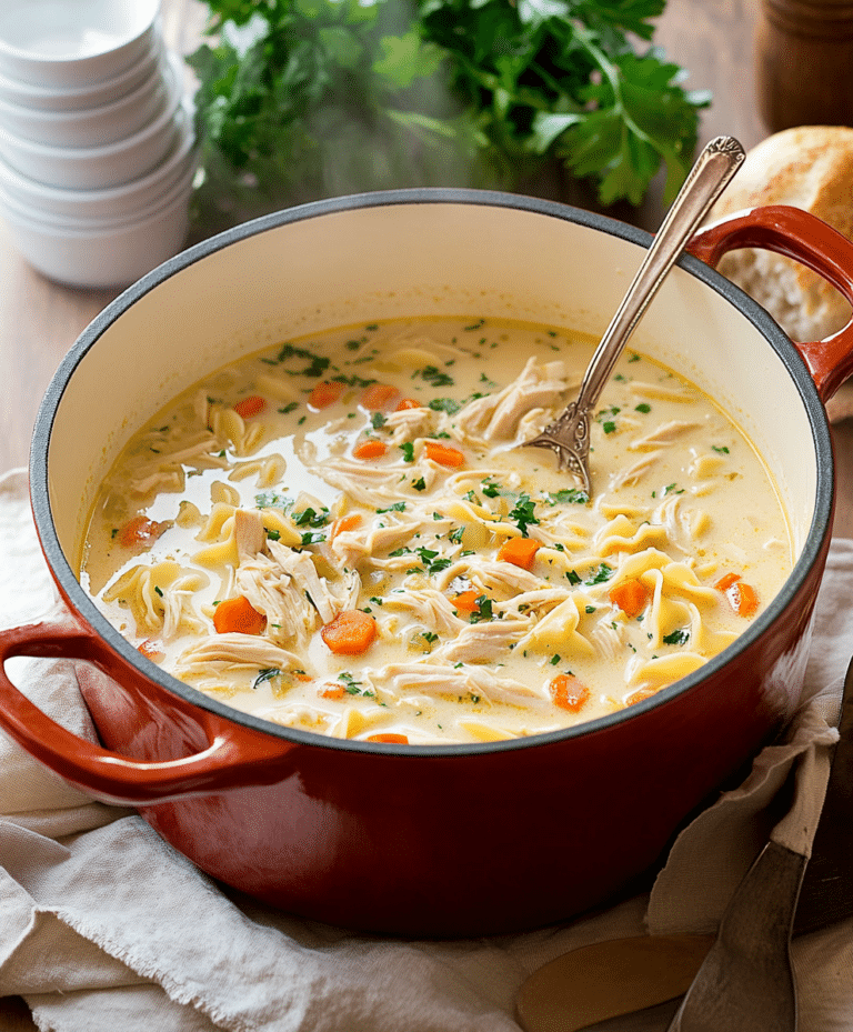 The Best Creamy Chicken Noodle Soup Recipe