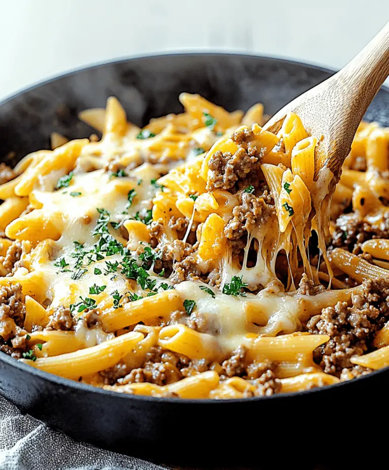 Cheesy Ground Beef Pasta Skillet Recipe