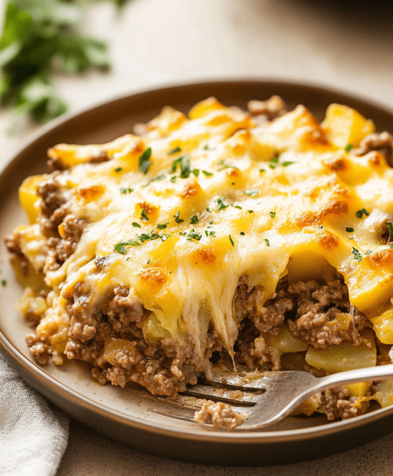 Cheesy Hamburger Potato Casserole Recipe