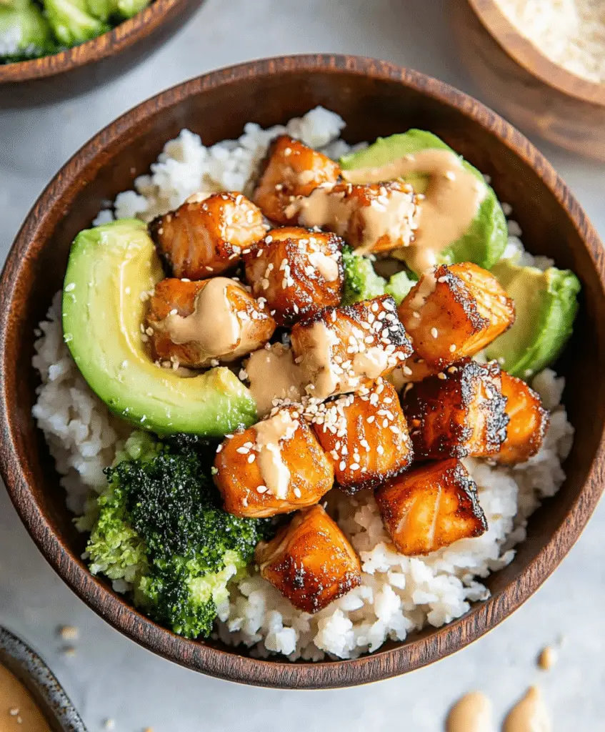 Crispy Bang Bang Salmon Bites Bowls Recipe