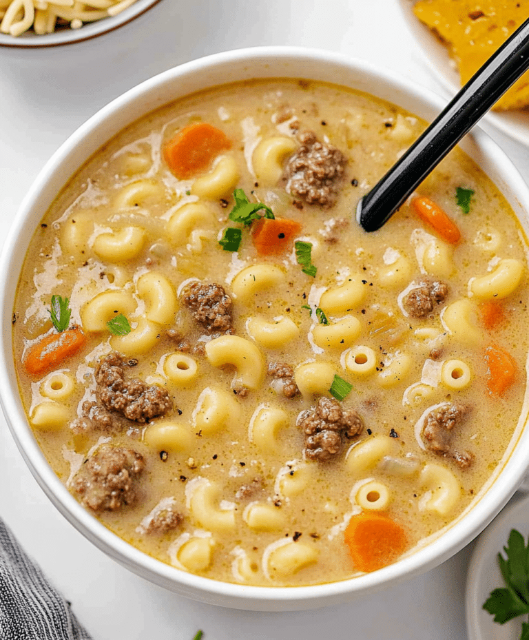 One-pot Macaroni Cheeseburger Soup Recipe