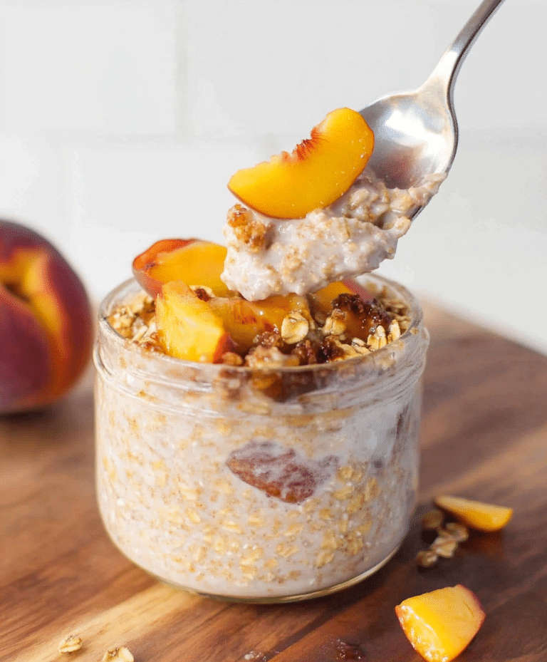 Peach Cobbler Overnight Oats Recipe