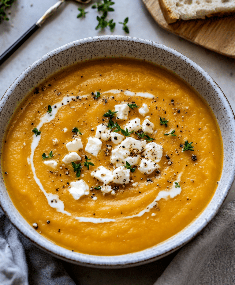 Roasted Butternut Squash Feta Soup Recipe
