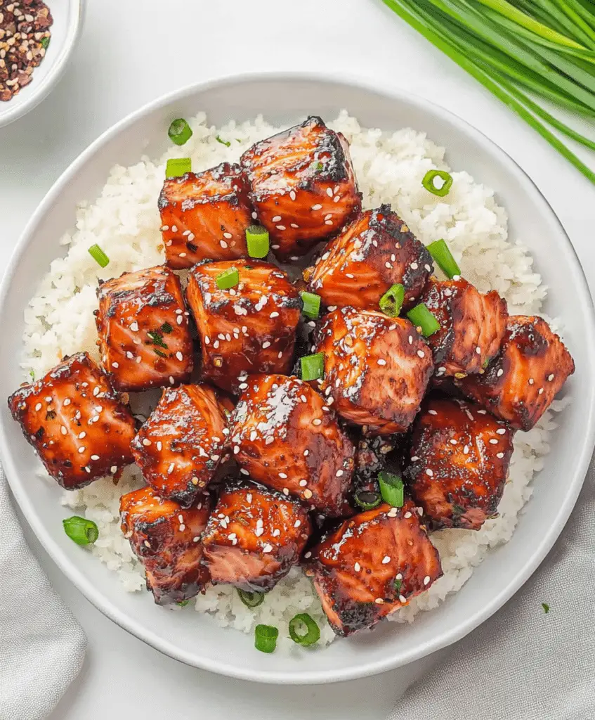 Air Fryer Honey Garlic Salmon Bites Recipe