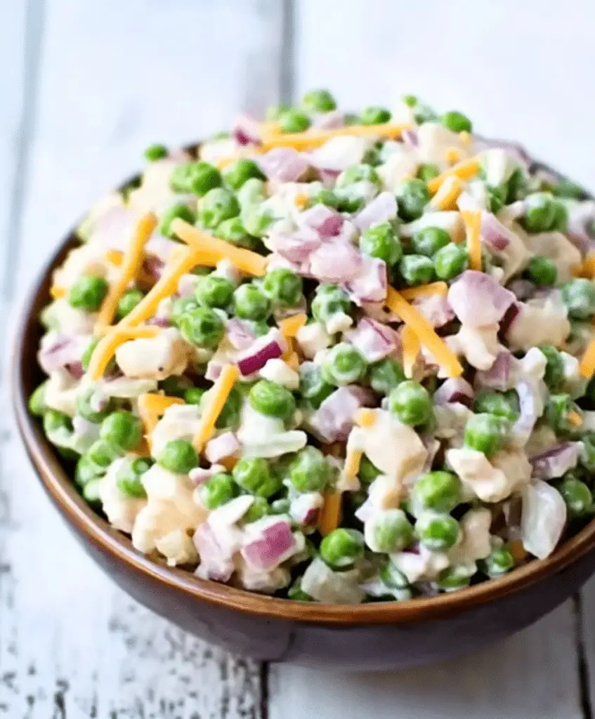 Pea Salad Recipe With Red Onions And Cheese Recipe
