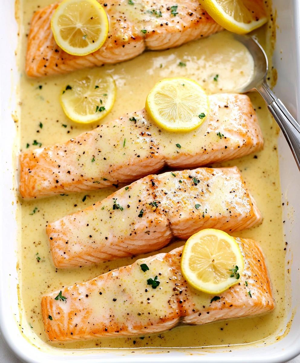Baked Salmon With Lemon Butter Cream Sauce Recipe