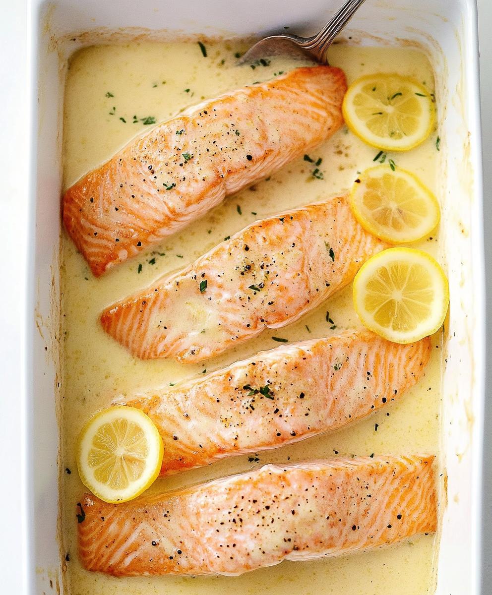 Baked Salmon With Lemon Butter Cream Sauce Recipe