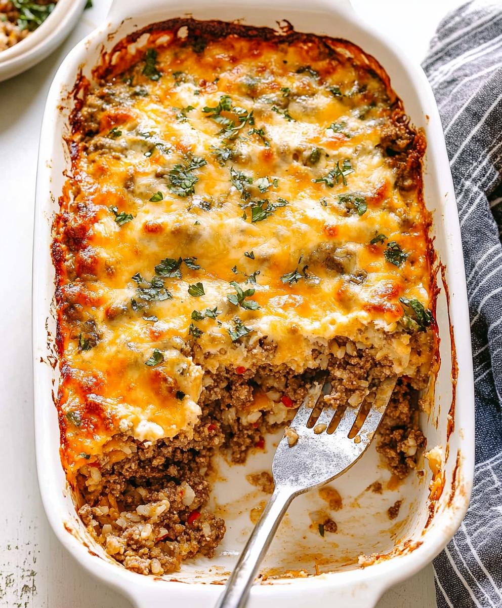 Cheesy Ground Beef And Rice Casserole Recipe