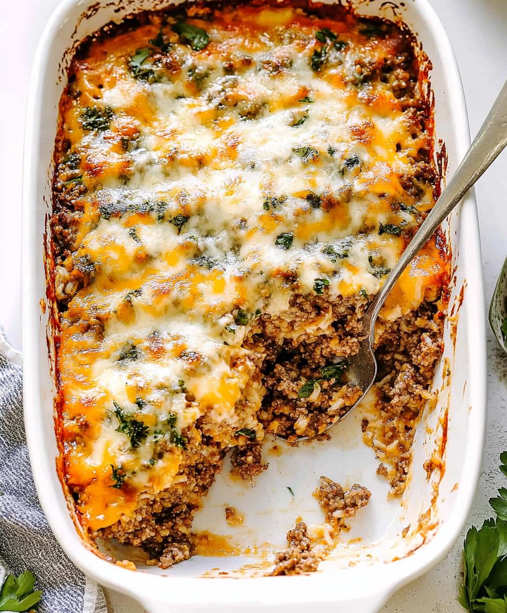 Cheesy Ground Beef And Rice Casserole Recipe