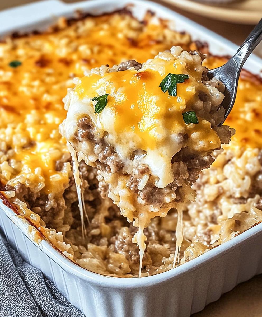 Cheesy Hamburger Rice Casserole Recipe