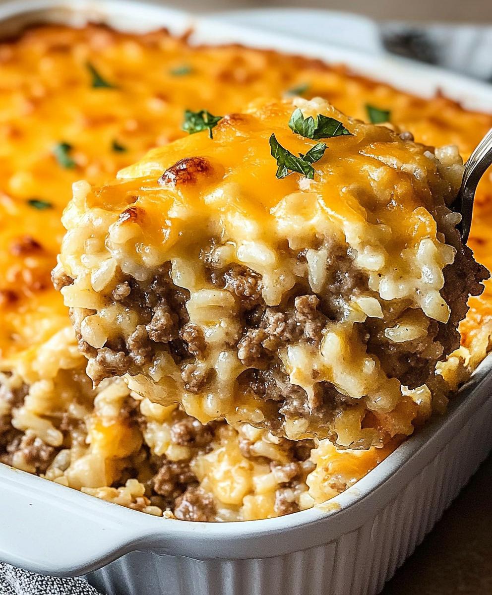 Cheesy Hamburger Rice Casserole Recipe