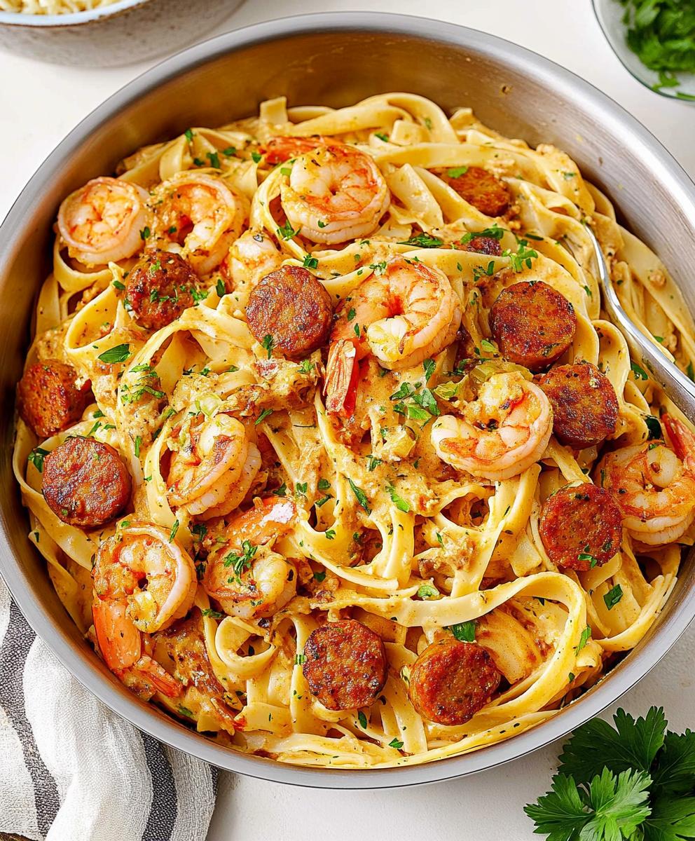 Creamy Cajun Shrimp Pasta With Sausage Recipe