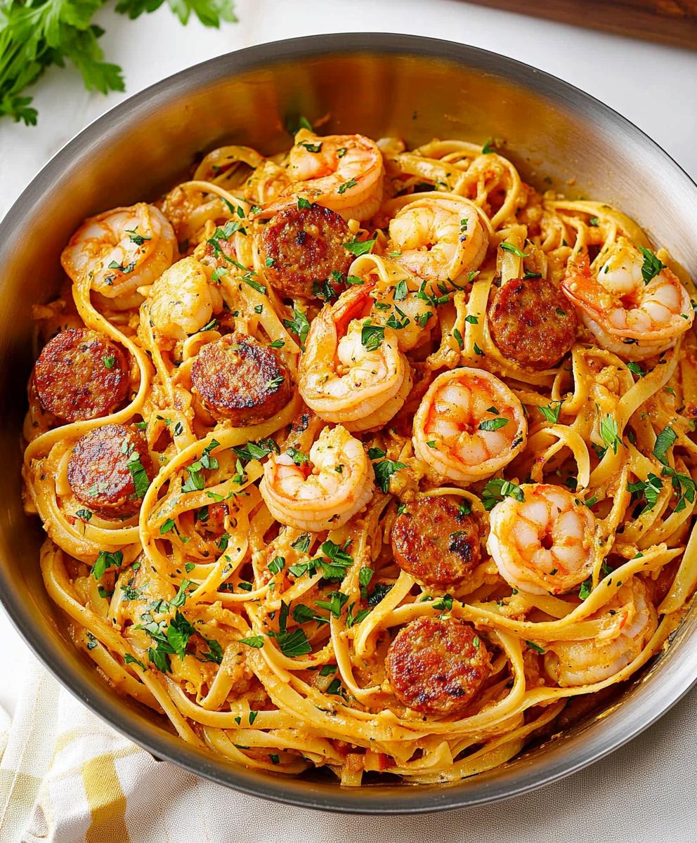 Creamy Cajun Shrimp Pasta With Sausage Recipe