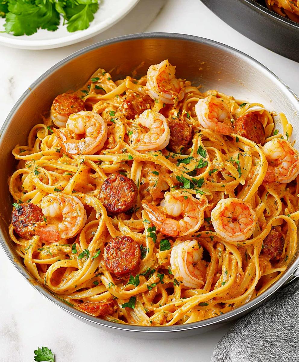 Creamy Cajun Shrimp Pasta With Sausage Recipe