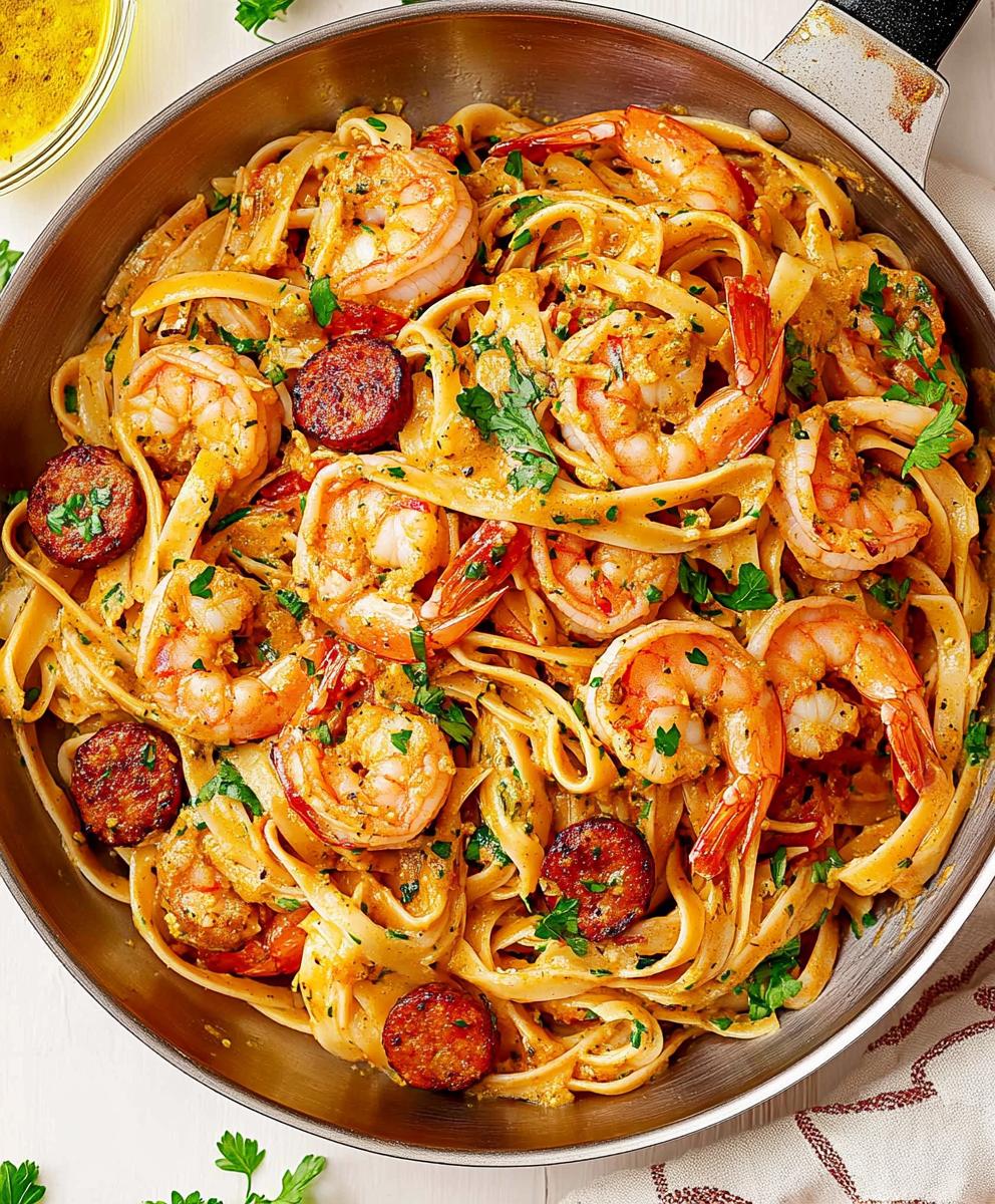 Creamy Cajun Shrimp Pasta With Sausage Recipe