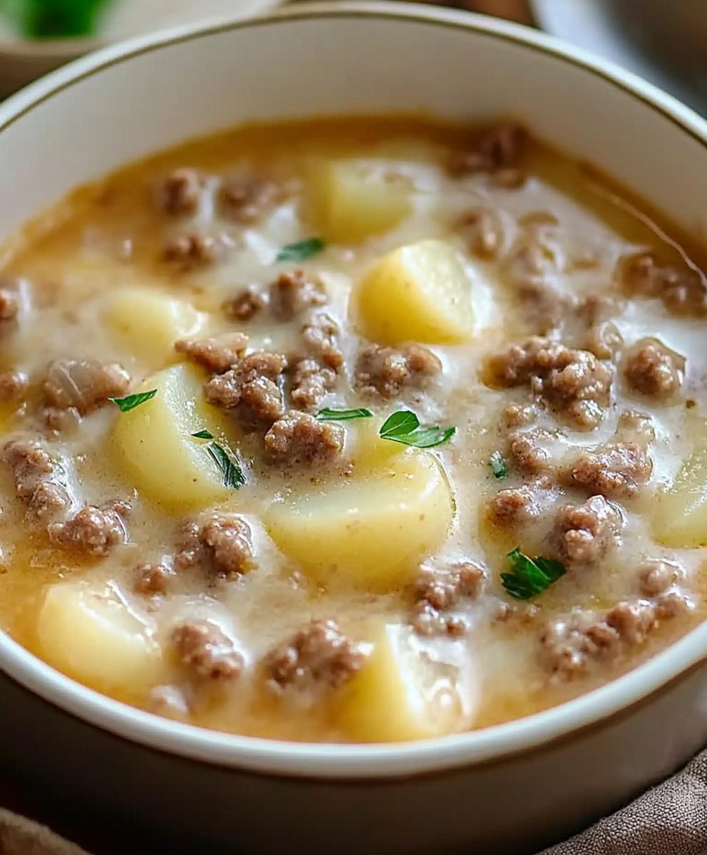 Creamy Potato & Hamburger Soup Recipe