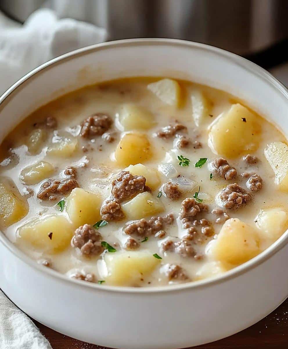 Creamy Potato & Hamburger Soup Recipe