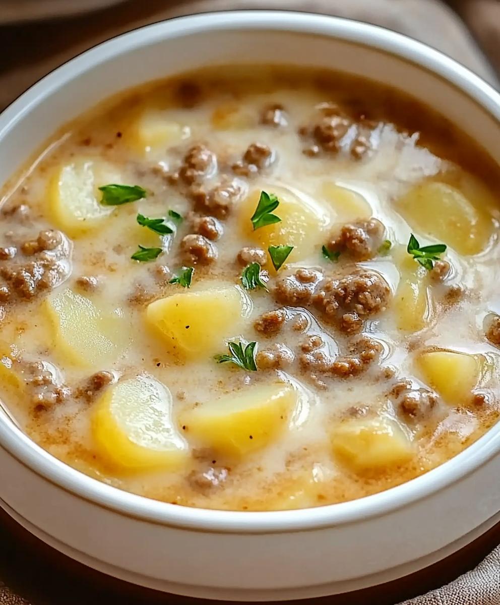Creamy Potato & Hamburger Soup Recipe