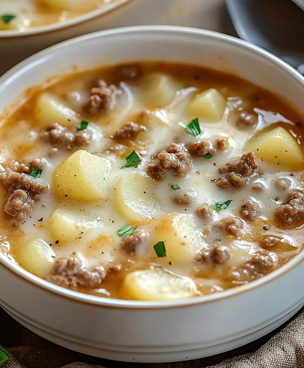 Creamy Potato & Hamburger Soup Recipe
