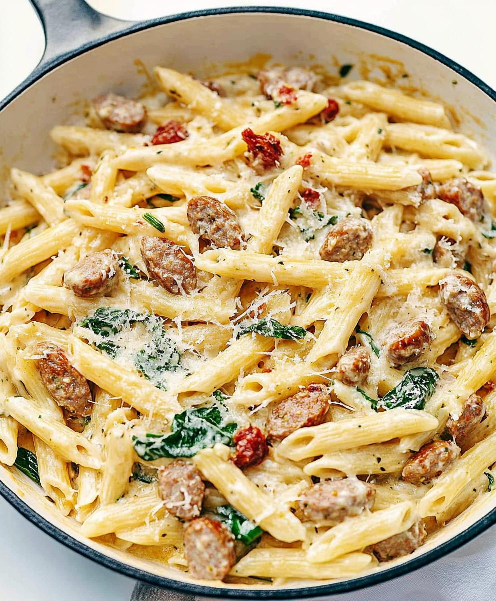 Creamy Tuscan Sausage Pasta Recipe