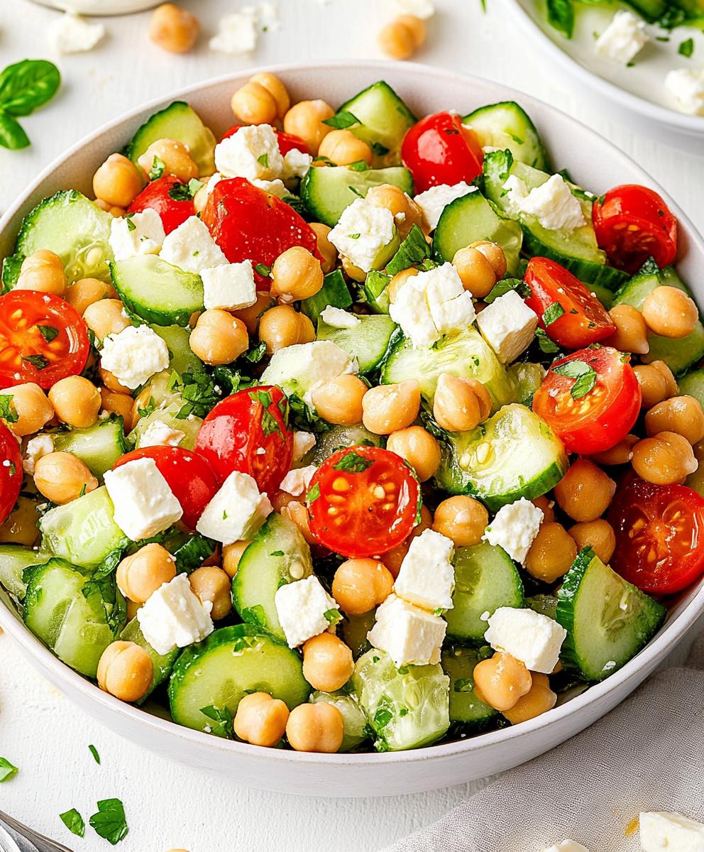 Easy Chickpea Cucumber Salad With Feta And Tomatoes Recipe