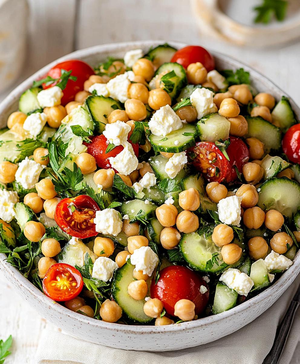 Easy Chickpea Cucumber Salad With Feta And Tomatoes Recipe