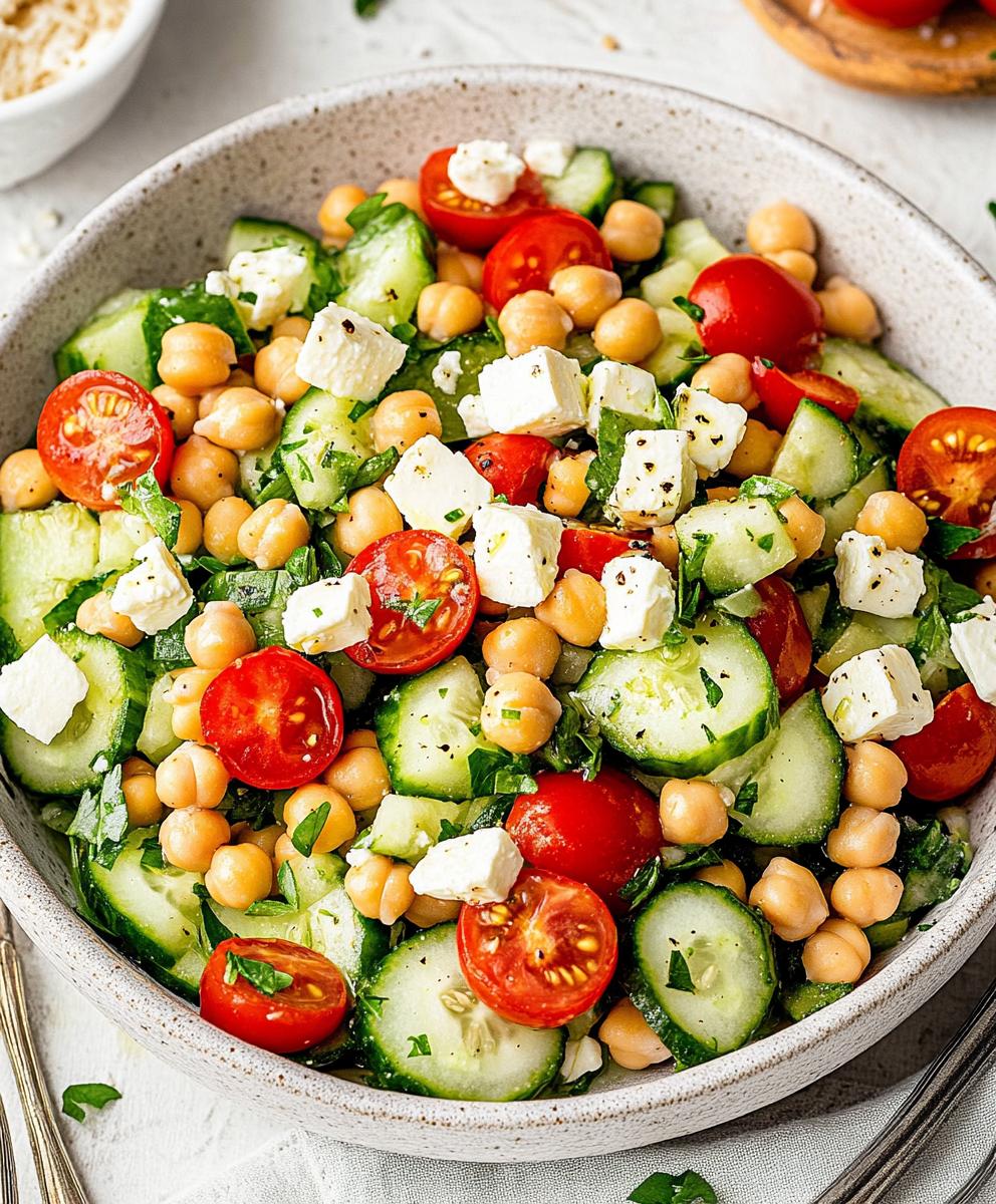 Easy Chickpea Cucumber Salad With Feta And Tomatoes Recipe