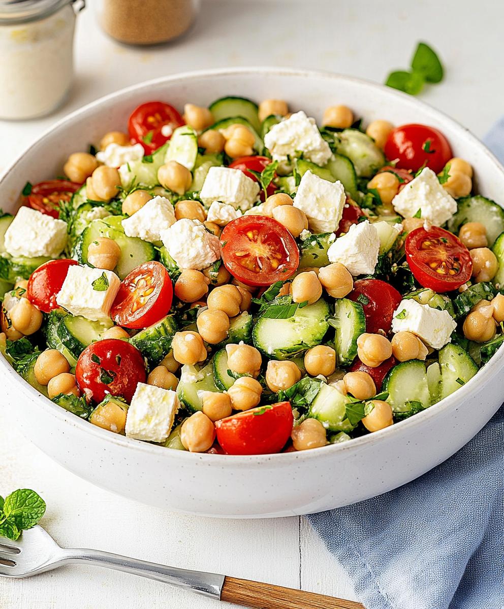 Easy Chickpea Cucumber Salad With Feta And Tomatoes Recipe