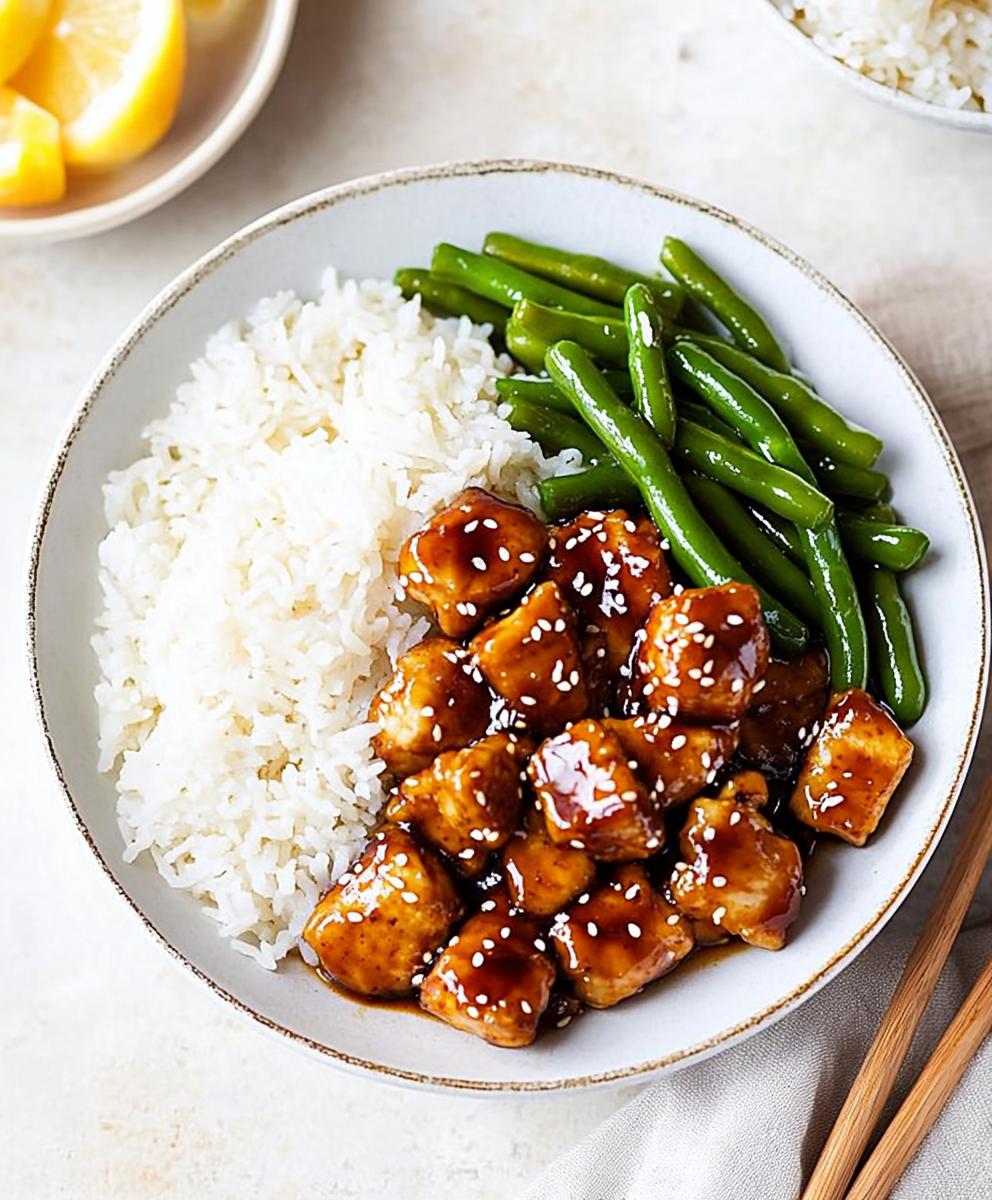 Healthy Sesame Chicken With Green Beans And Rice Recipe