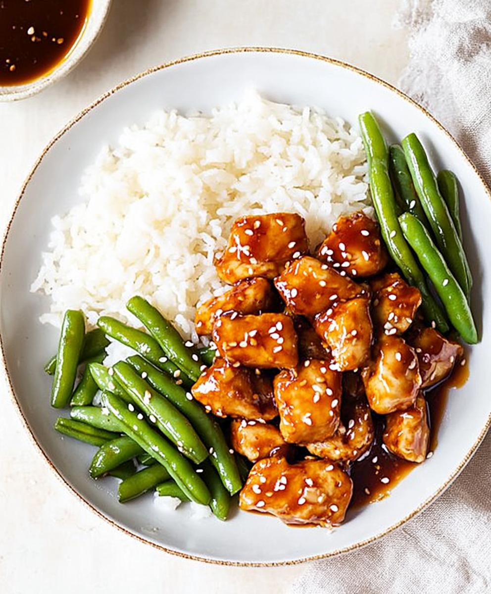 Healthy Sesame Chicken With Green Beans And Rice Recipe