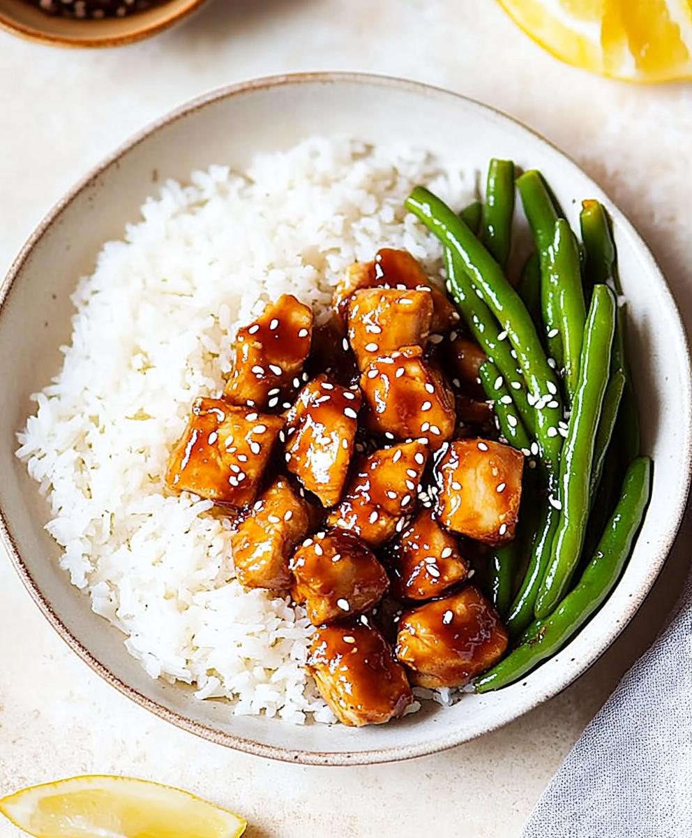 Healthy Sesame Chicken With Green Beans And Rice Recipe