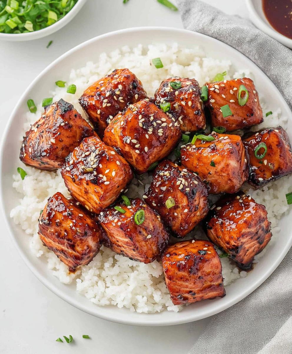Honey Garlic Salmon Bites Recipe