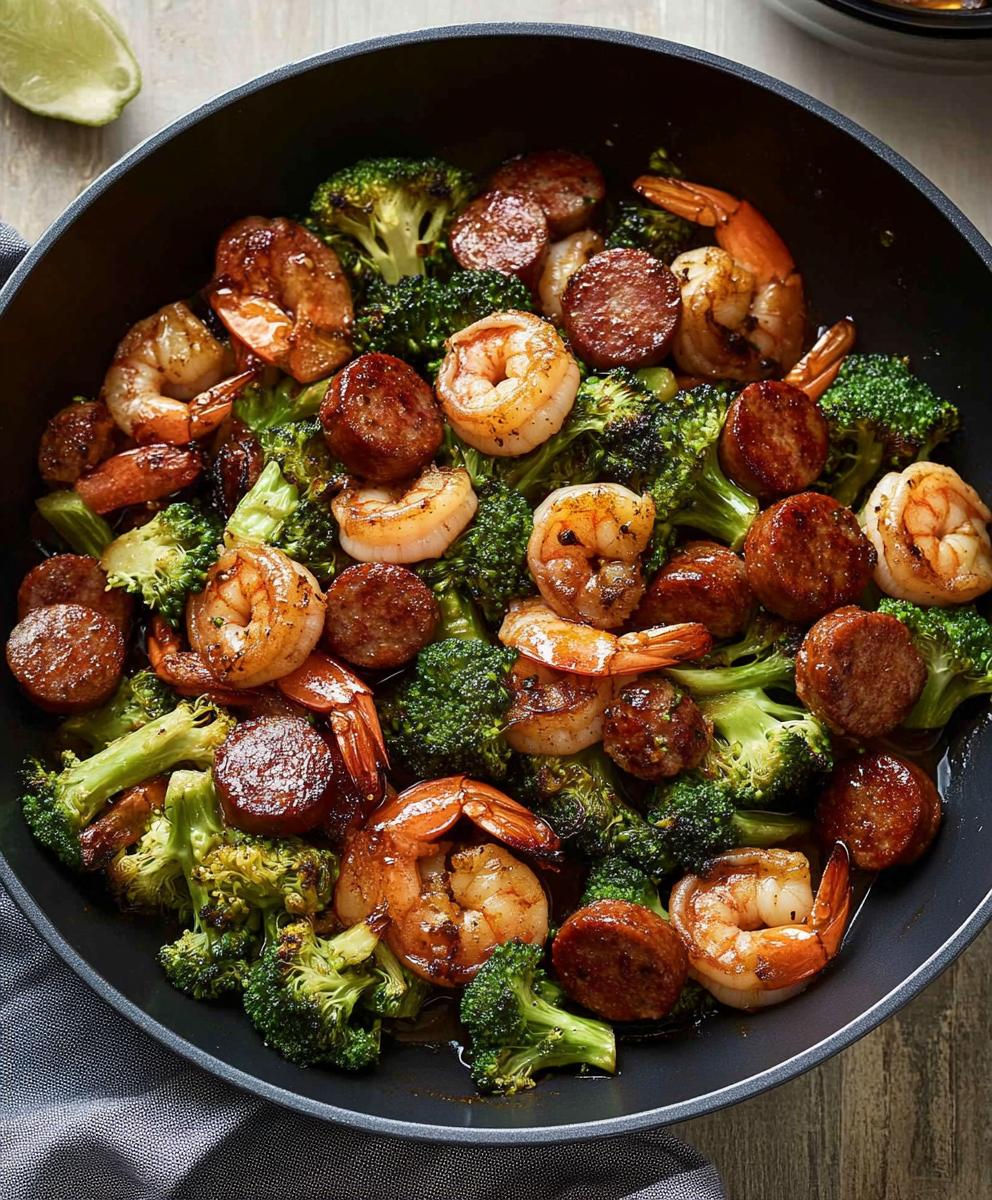 Honey Garlic Shrimp, Sausage, And Broccoli Recipe