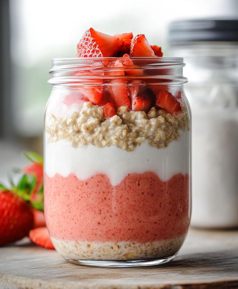 Nutritious Strawberry Cheesecake Overnight Oats Recipe
