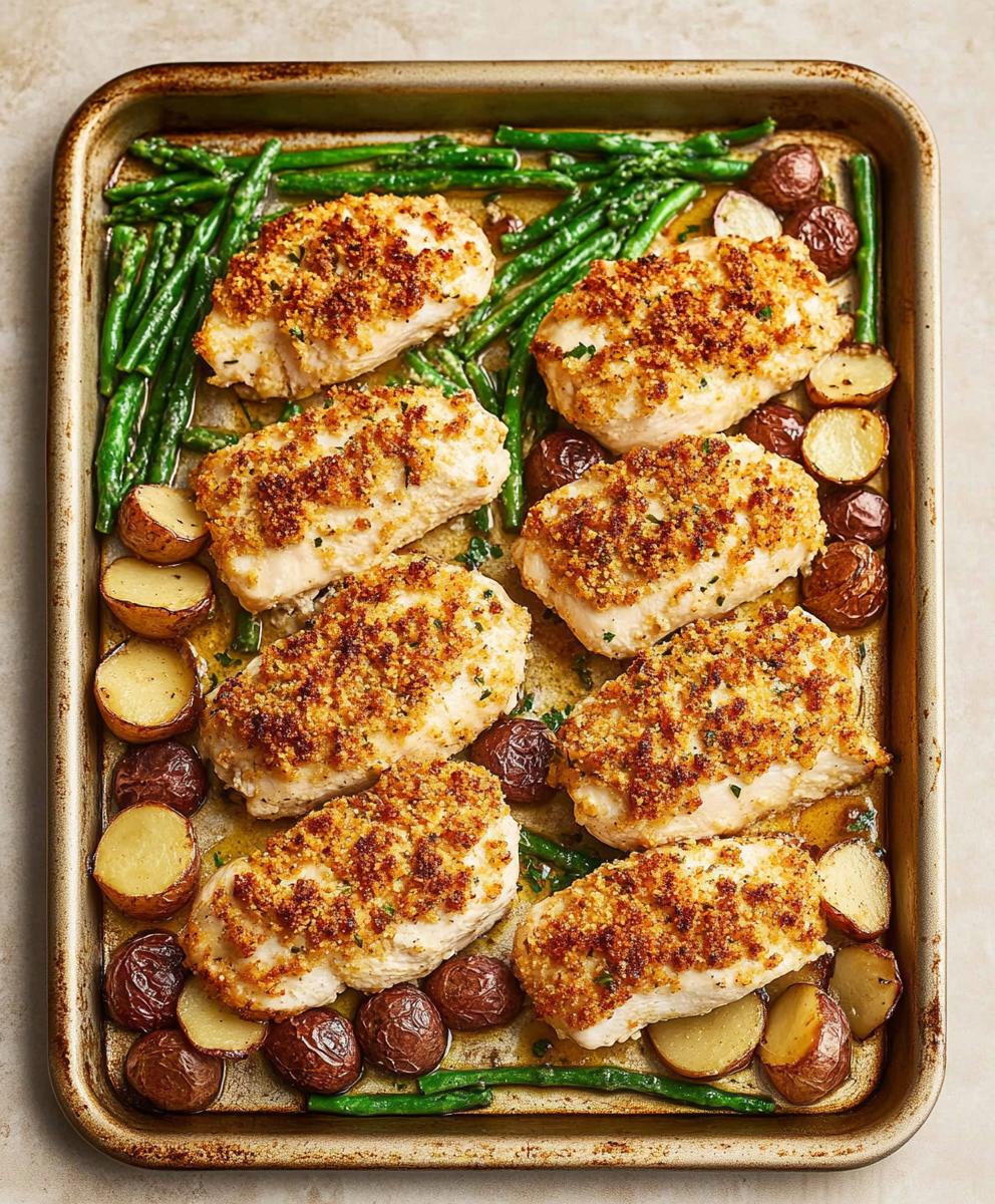 Parmesan Crusted Chicken Sheet Pan Dinner Recipe