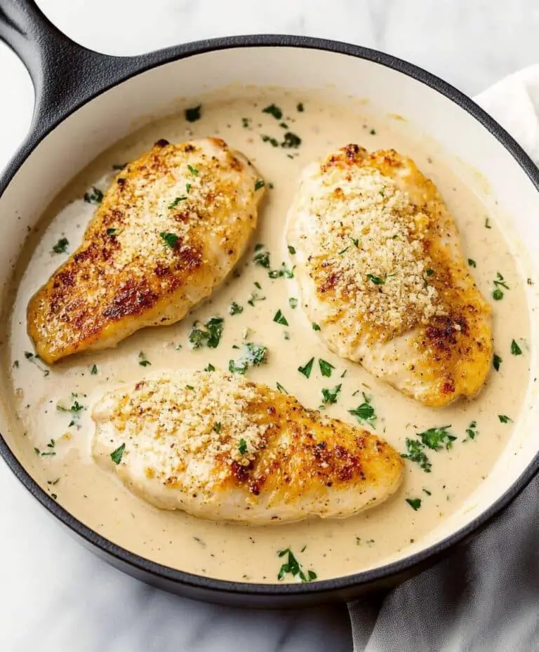 Parmesan Crusted Chicken With Creamy Garlic Sauce Recipe