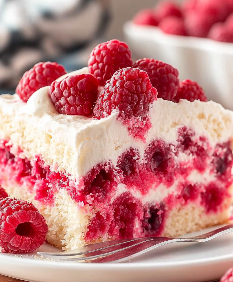 Raspberry White Chocolate Poke Cake Recipe