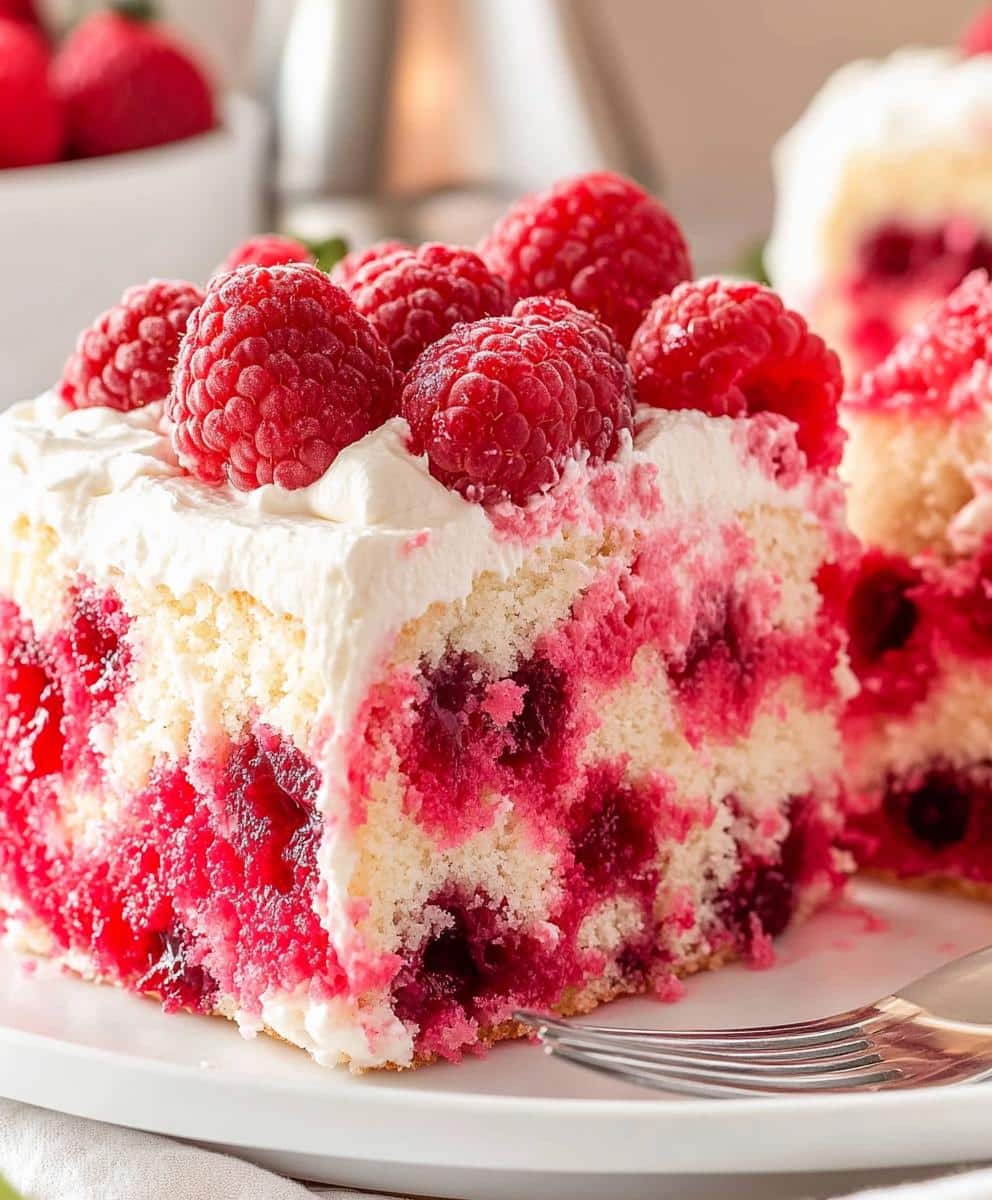 Raspberry White Chocolate Poke Cake Recipe