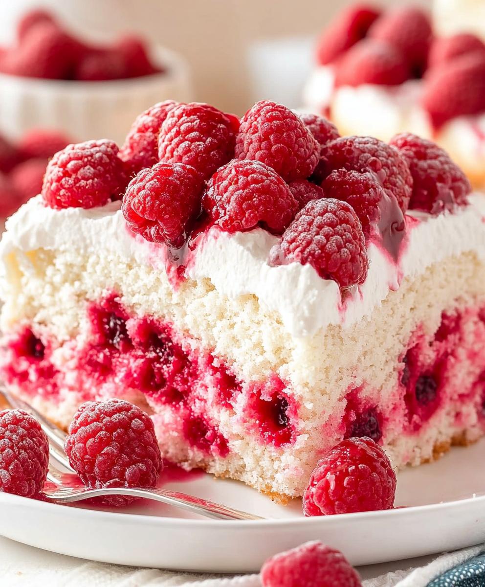 Raspberry White Chocolate Poke Cake Recipe