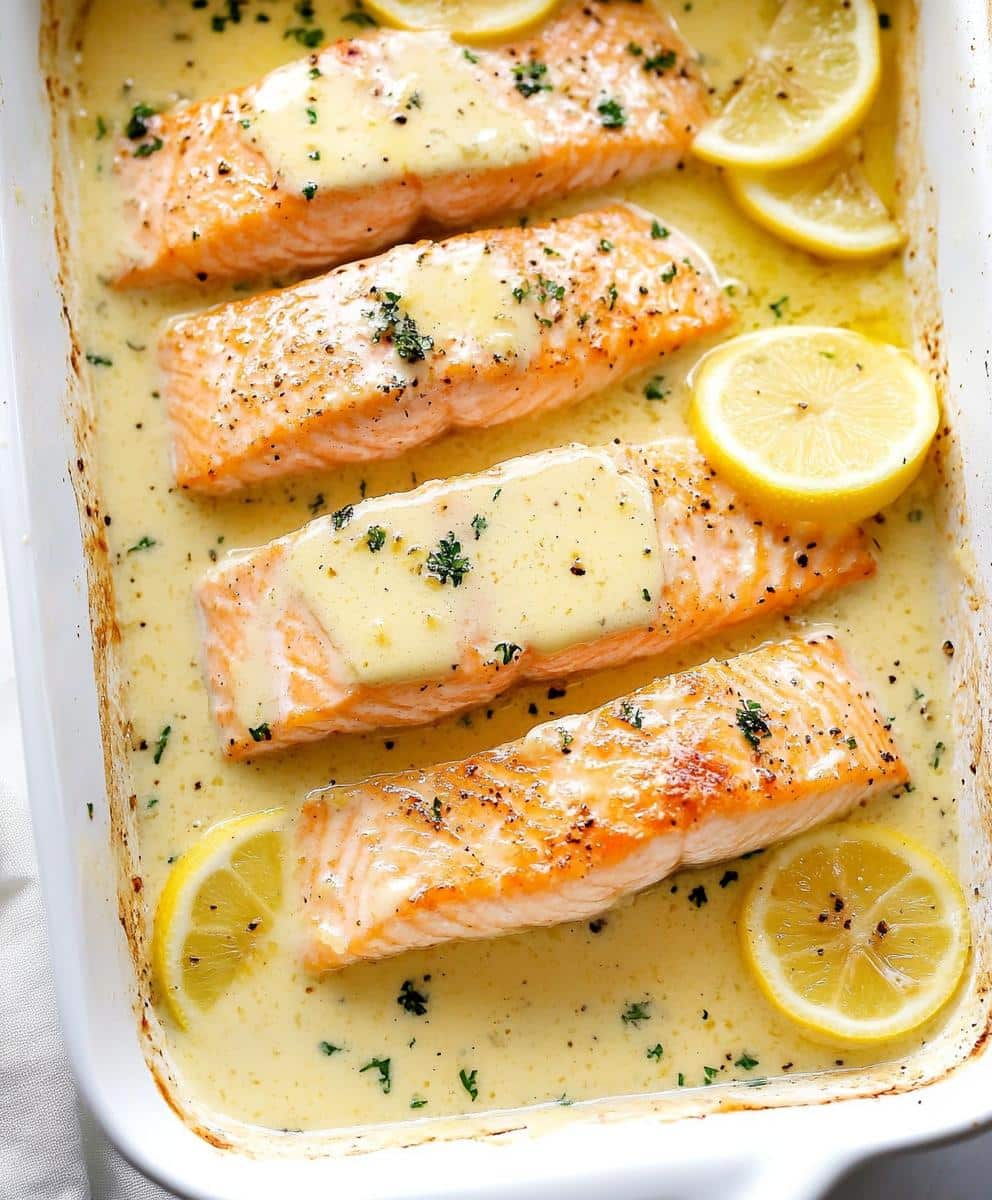 Baked Salmon With Lemon Butter Cream Sauce Recipe