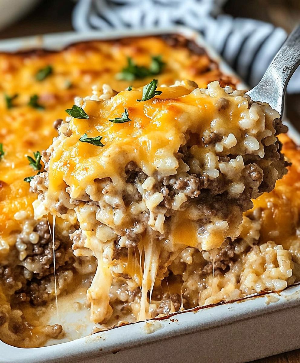 Cheesy Hamburger Rice Casserole Recipe