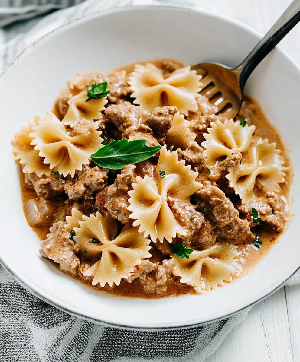 Creamy Beef And Bowtie Pasta Recipe